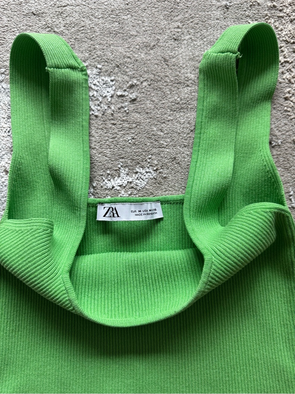 Zara Neon Green Ribbed Tank